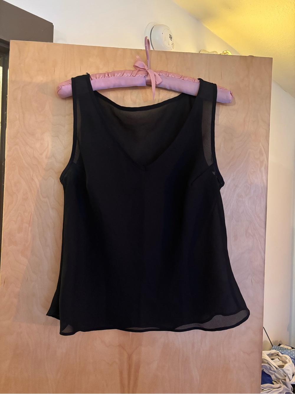 Black Sleeveless Chiffon V-Neck Top - Women